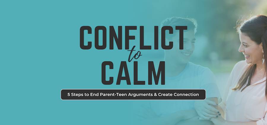 conflict to calm mother and son with green gradient